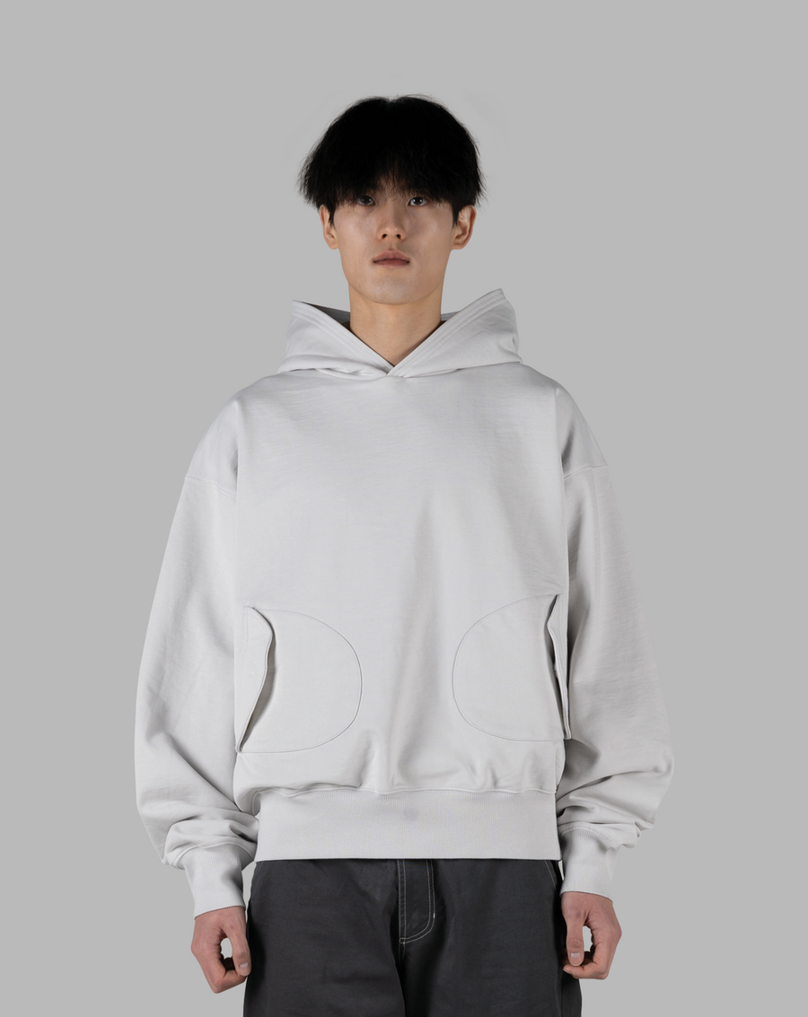ROUNDED POCKET HOODIE Light Gray